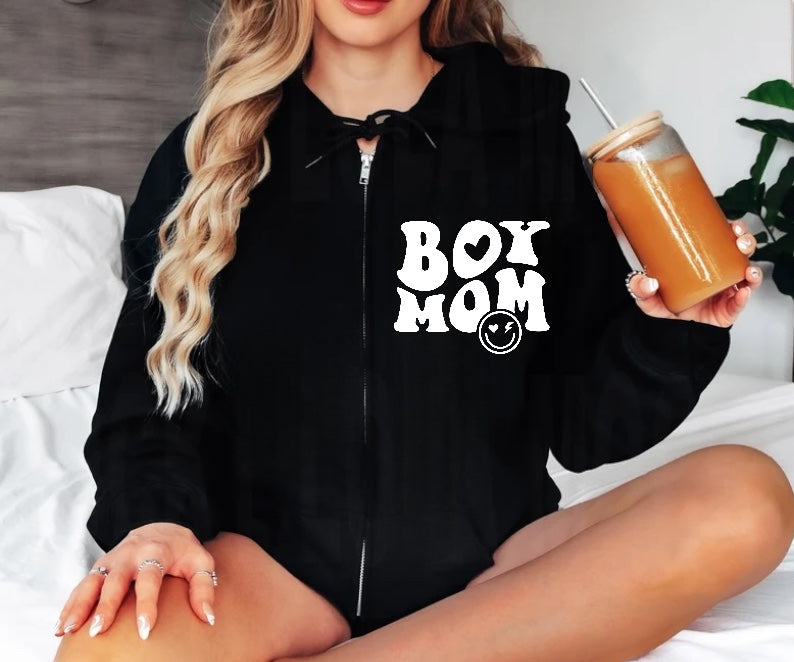 Boy Mom Zip Up Hoodie Hippo Boutique