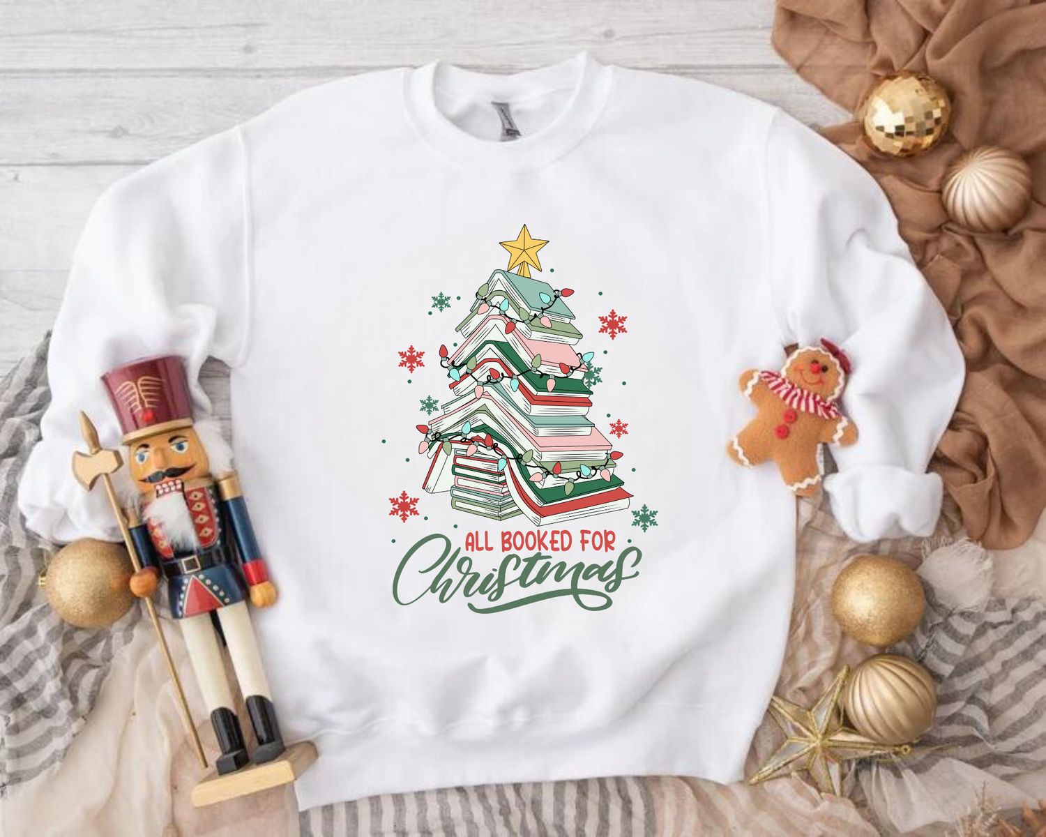 All Booked for Christmas Sweatshirts Hippo Boutique