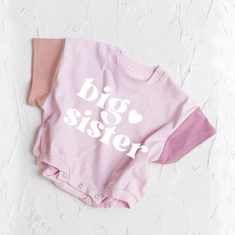 Big Sister baby Color Block T-Shirt Bubble Romper Hippo Boutique