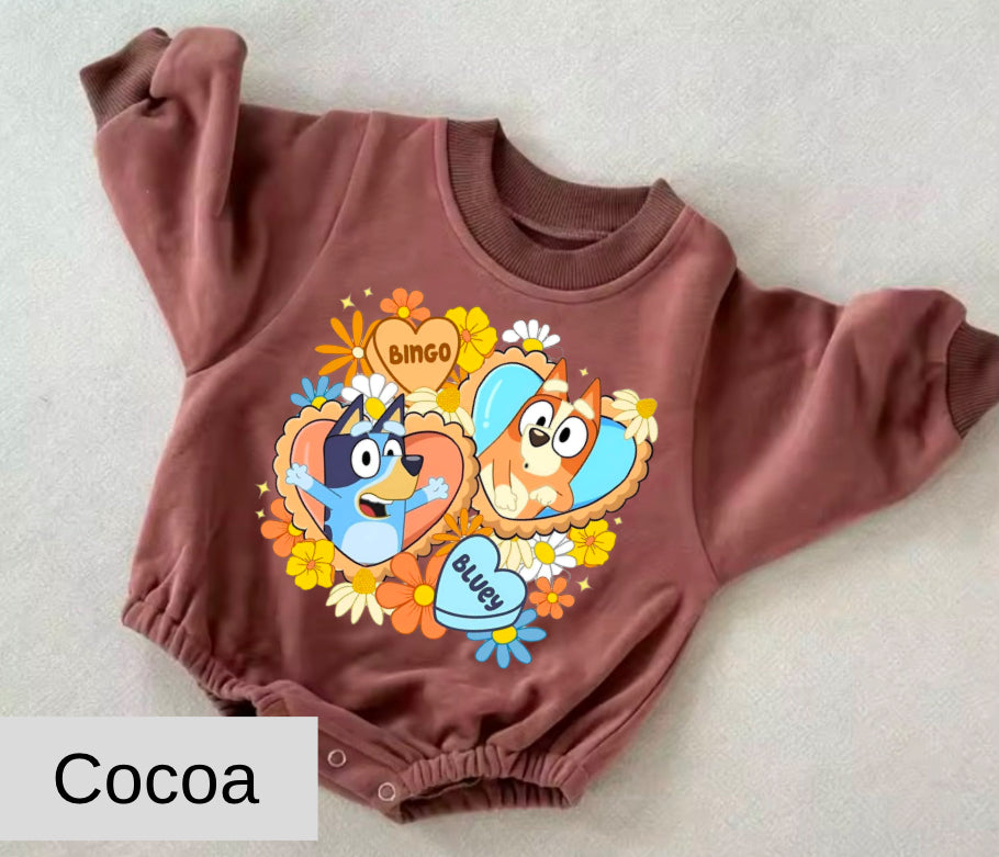 Bluey baby Oversized Sweatshirt Romper Hippo Boutique