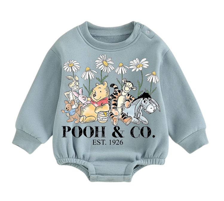 Soft warm fleece Baby pooh Oversized Sweatshirt Romper Hippo Boutique