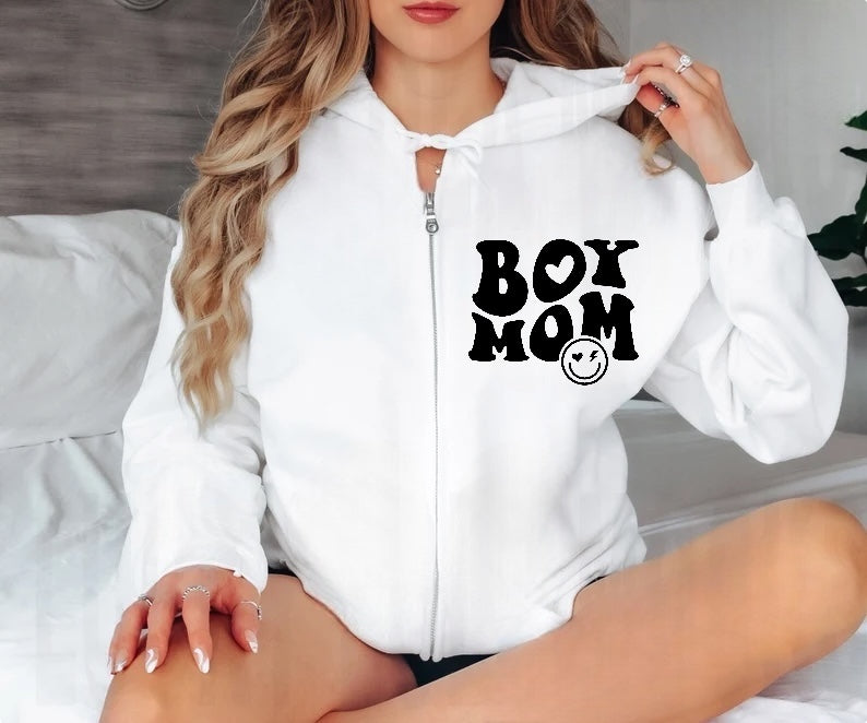 Boy Mom Zip Up Hoodie Hippo Boutique