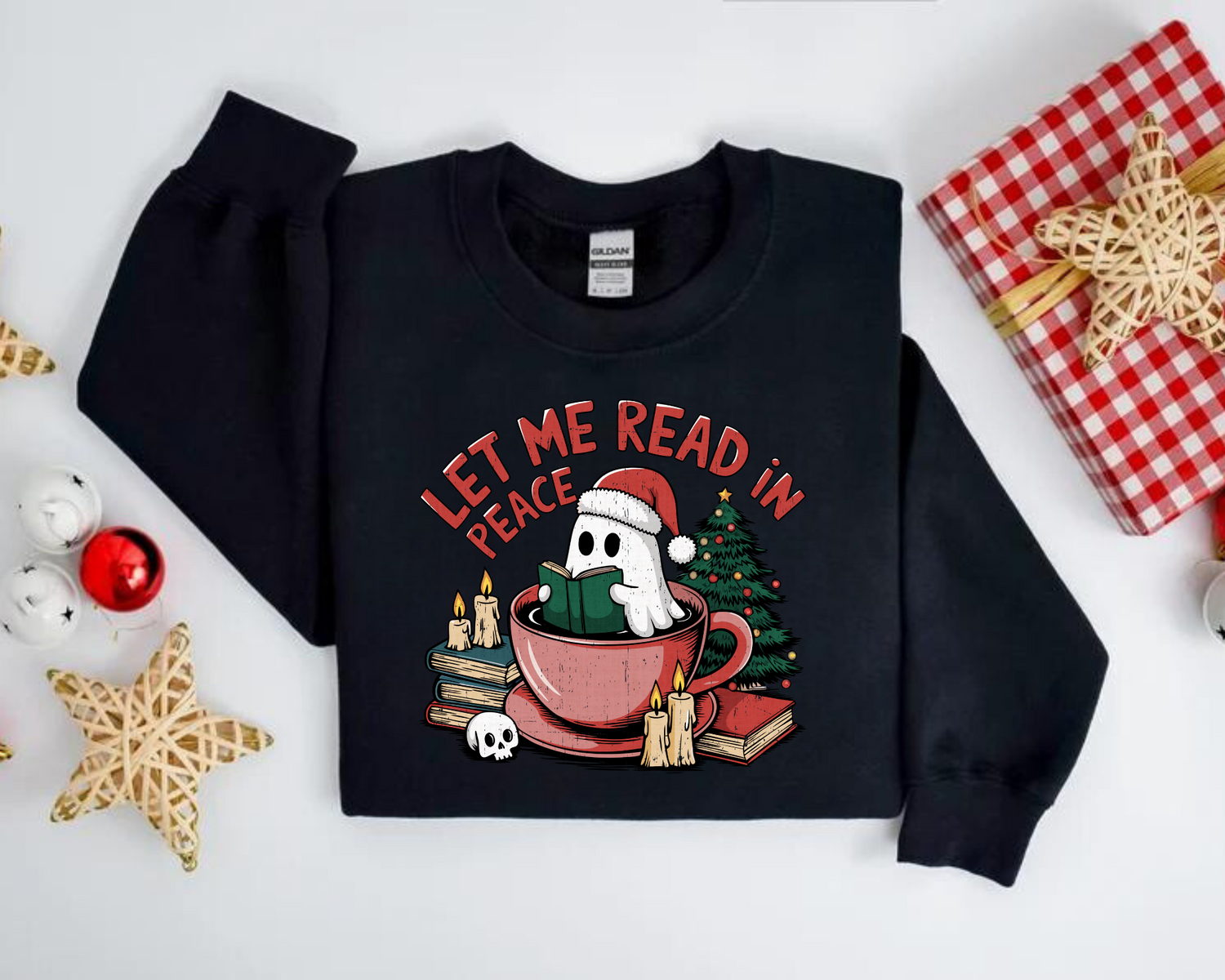 Let me read in peace Ghost Christmas Sweatshirts Hippo Boutique