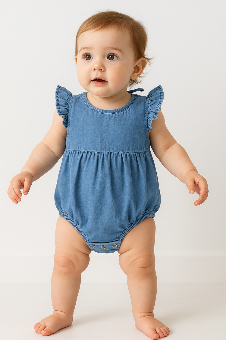Denim Sleeveless Baby Dress Romper Hippo Boutique