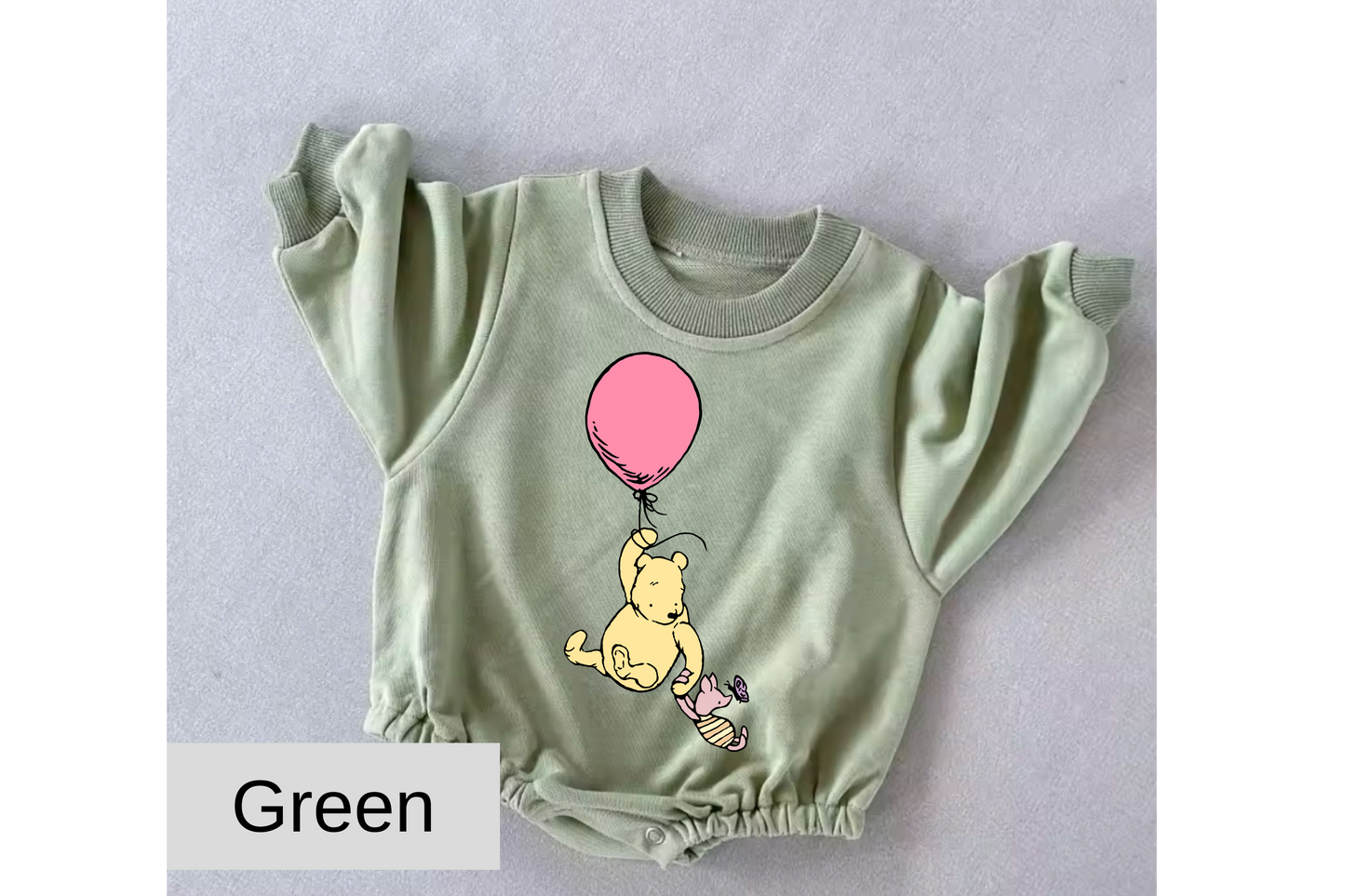 Pink Balloon Pooh baby Oversized Sweatshirt Romper Hippo Boutique