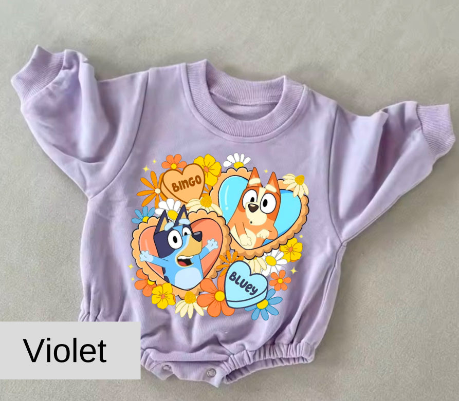 Bluey baby Oversized Sweatshirt Romper Hippo Boutique