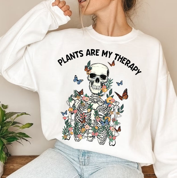Women’s Crewneck Sweatshirts - Plants are my Therapy Hippo Boutique