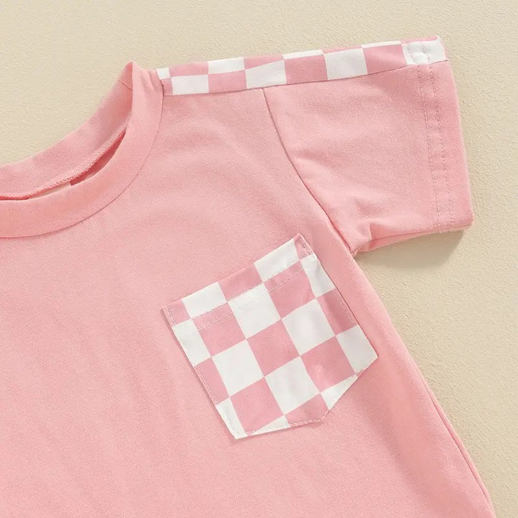 Checkered Baby T-Shirt & Shorts outfit Hippo Boutique