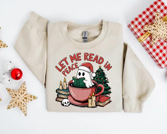 Let me read in peace Ghost Christmas Sweatshirts Hippo Boutique