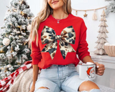 Cow Bow Christmas Sweatshirts Hippo Boutique