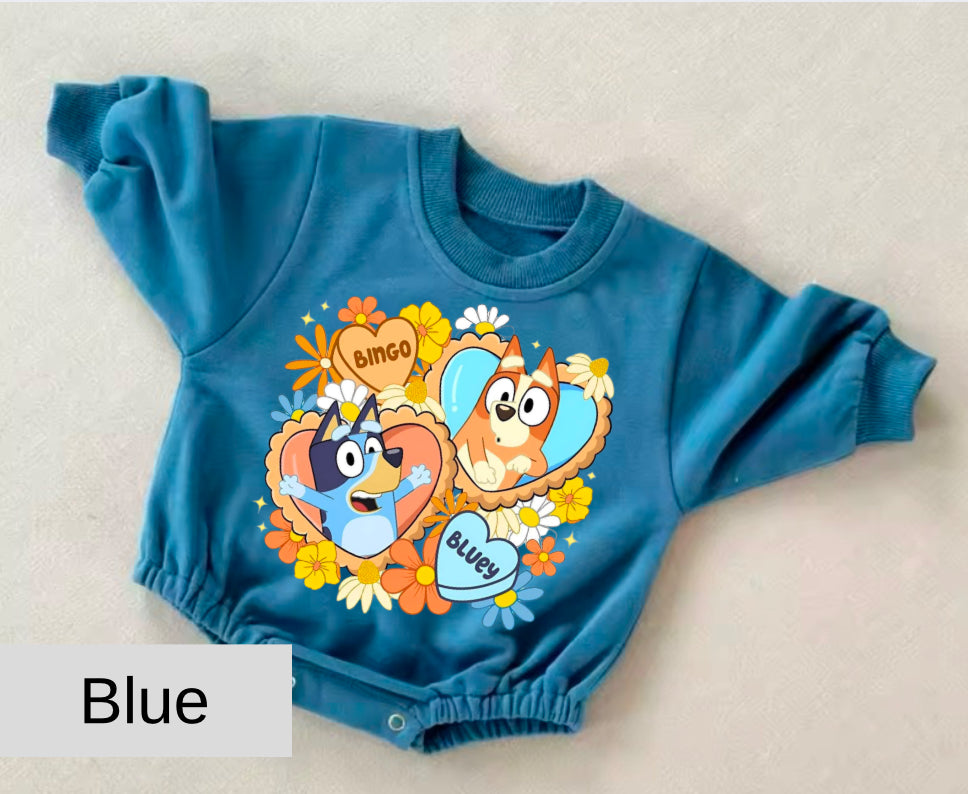 Bluey baby Oversized Sweatshirt Romper Hippo Boutique