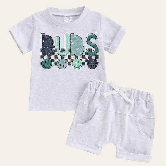 Retro Bubs Smile Baby and Toddler t-shirt & pocket shorts outfit Hippo Boutique
