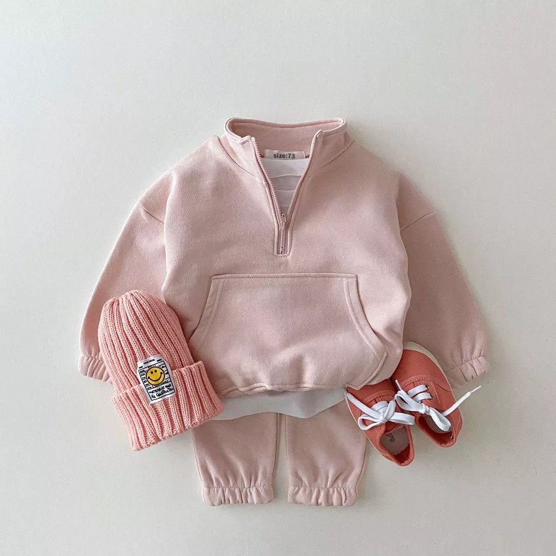 Baby & Toddler Half Zip Sweatshirt Outfit Hippo Boutique