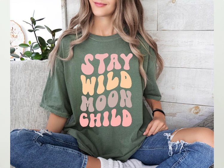 Stay Wild Moon Child Womens T-shirt Hippo Boutique