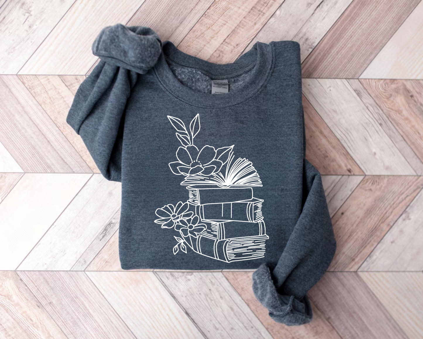 Floral books Sweatshirts Hippo Boutique
