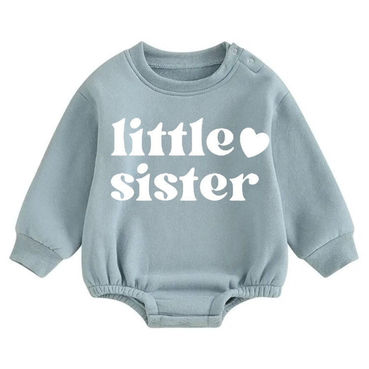 Little Sister Soft warm fleece Baby Oversized Sweatshirt Romper Hippo Boutique