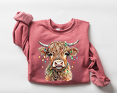 Highland Cow Lights Christmas Sweatshirts Hippo Boutique