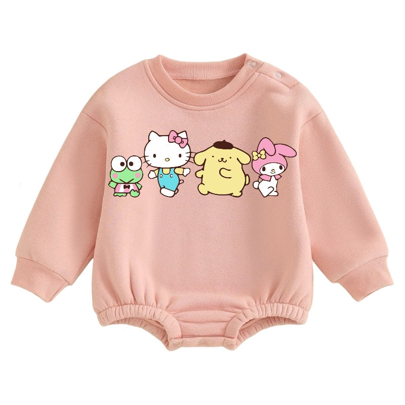 Soft warm fleece kitty Oversized Sweatshirt Romper Hippo Boutique