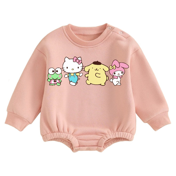Soft warm fleece kitty Oversized Sweatshirt Romper Hippo Boutique