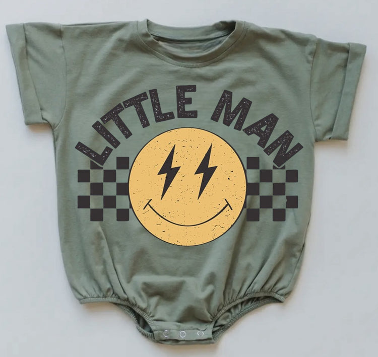 Little Man Baby & toddler Boy t-shirt bubble Romper Hippo Boutique