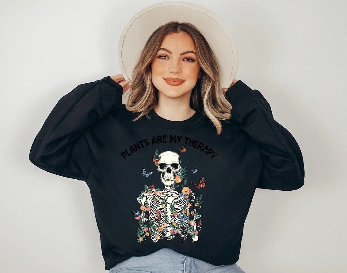 Women’s Crewneck Sweatshirts - Plants are my Therapy Hippo Boutique