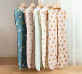 Baby Sleeping Bag Newborn Baby Swaddle Sleeveless Sleep Sack Summer Thin 100% Cotton Soft 2-Ways Zipper Diaper Changing Bag