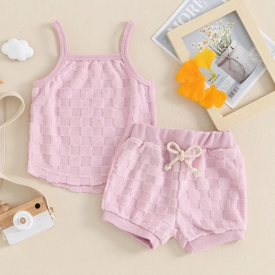 Baby & Toddler Checkered cotton shorts and tank outfit Hippo Boutique