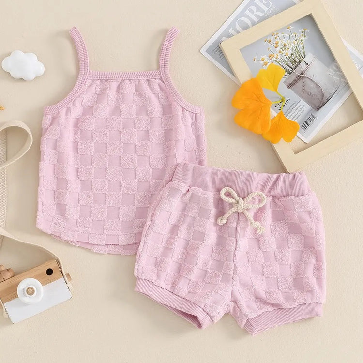 Baby & Toddler Checkered cotton shorts and tank outfit Hippo Boutique