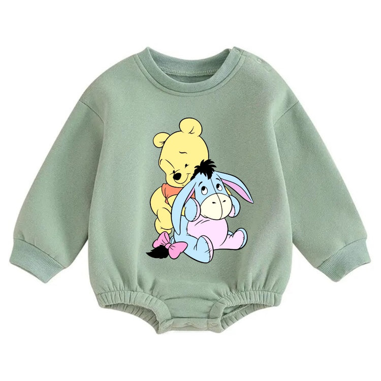 Soft warm fleece Baby pooh Oversized Sweatshirt Romper Hippo Boutique