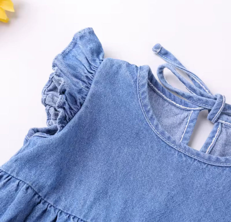 Denim Sleeveless Baby Dress Romper Hippo Boutique