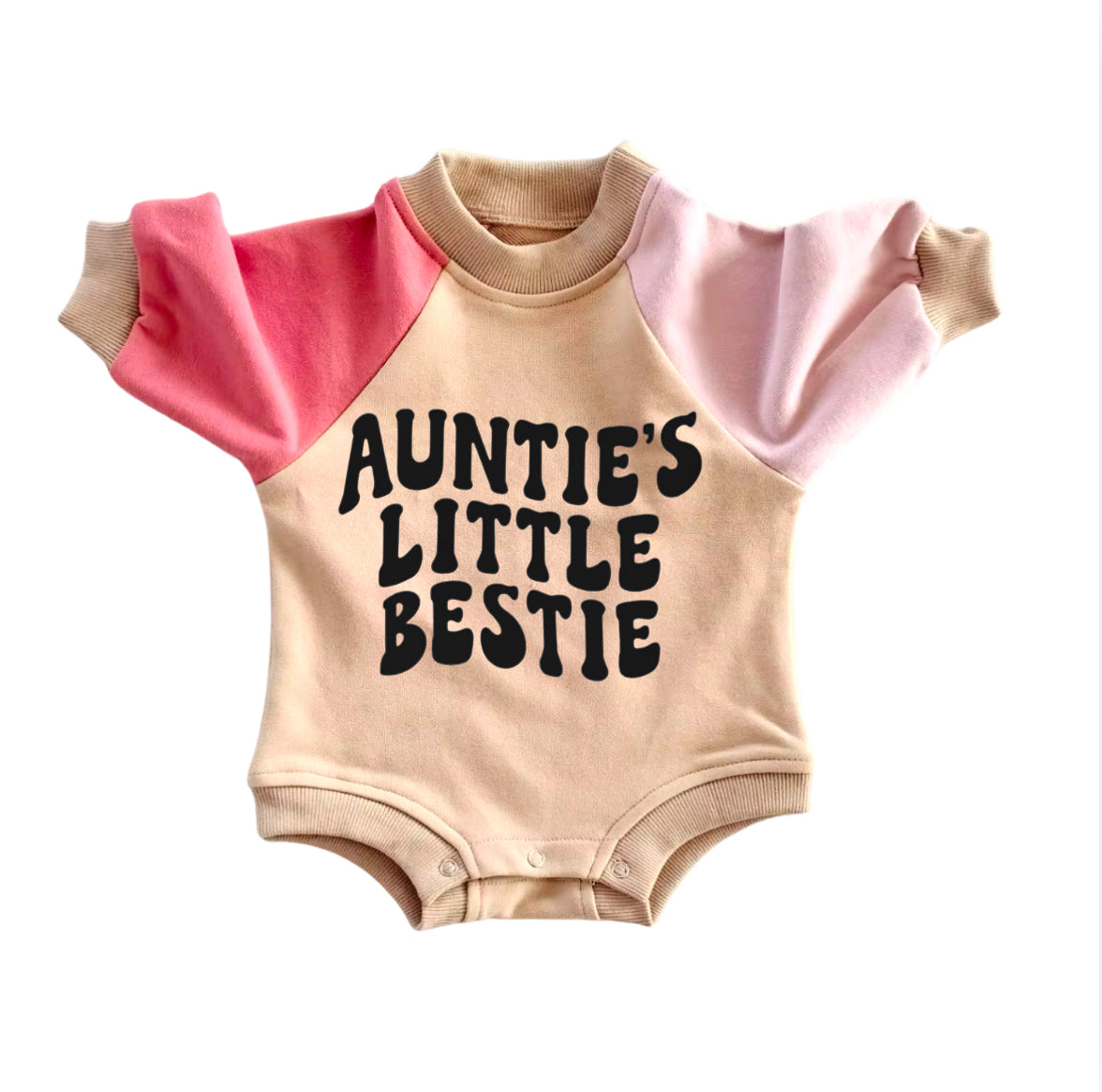 Aunties little bestie Color Block Oversized Sweatshirt Romper Hippo Boutique