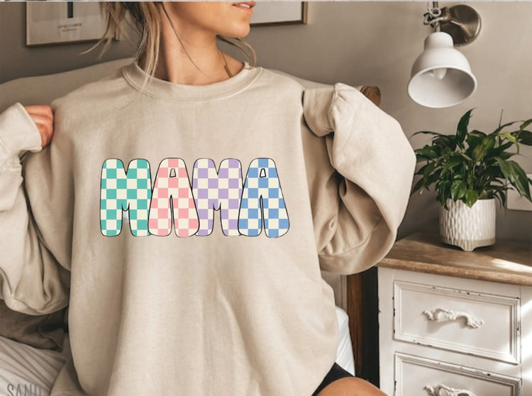 Checkered Mama Sweatshirt Hippo Boutique
