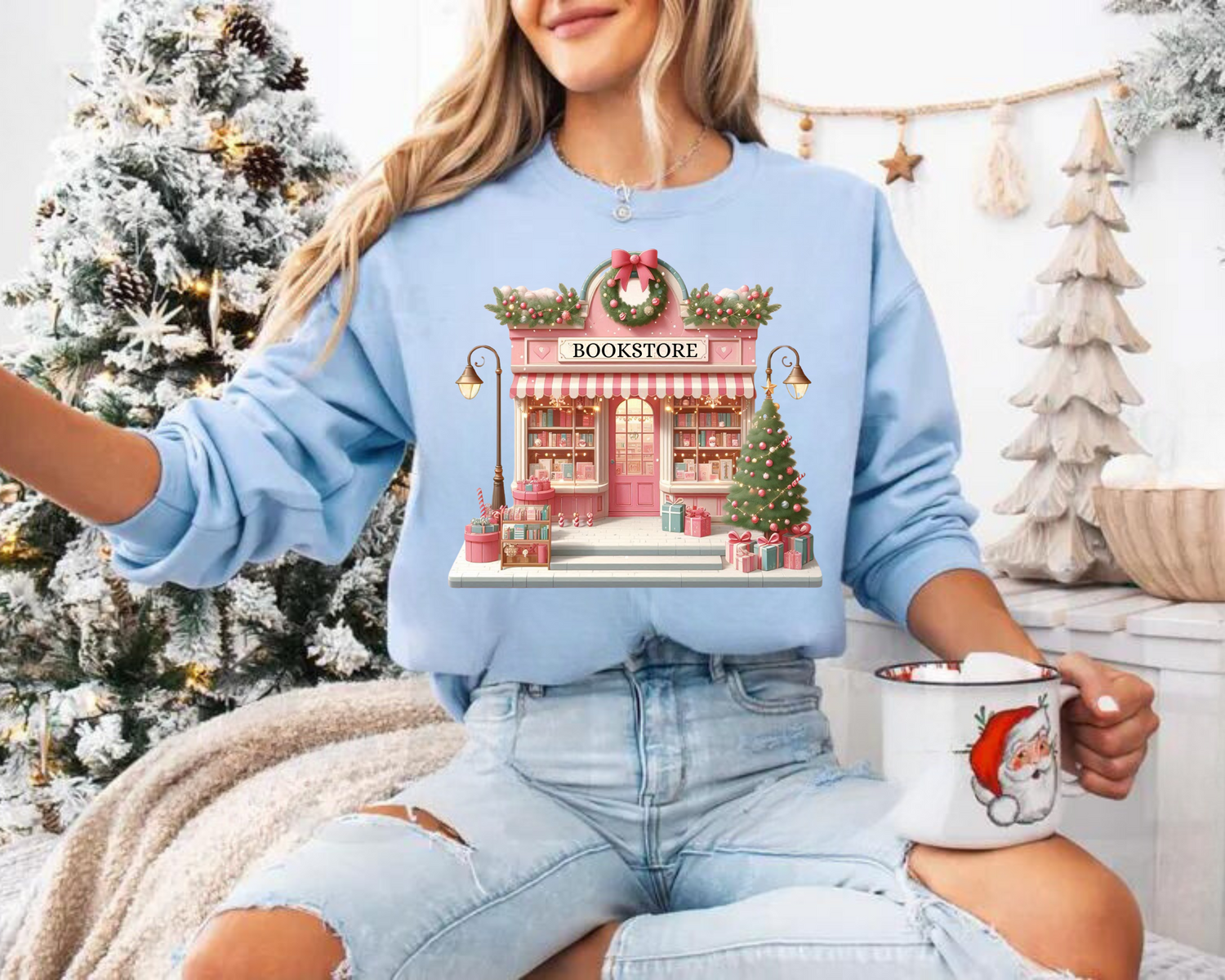 Bookstore christmas Sweatshirts Hippo Boutique