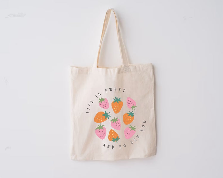 Life is Sweet Strawberry Tote Bag Hippo Boutique