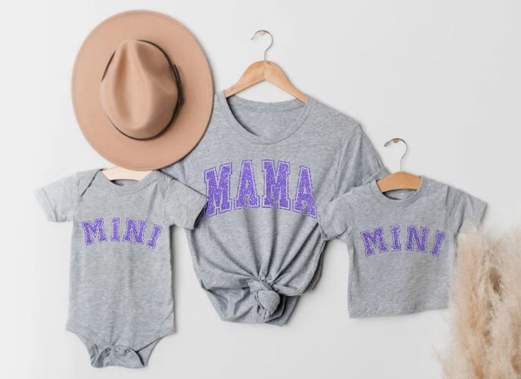 Glitter Mama & Mini Matching T-Shirts & Onesie - Grey Hippo Boutique