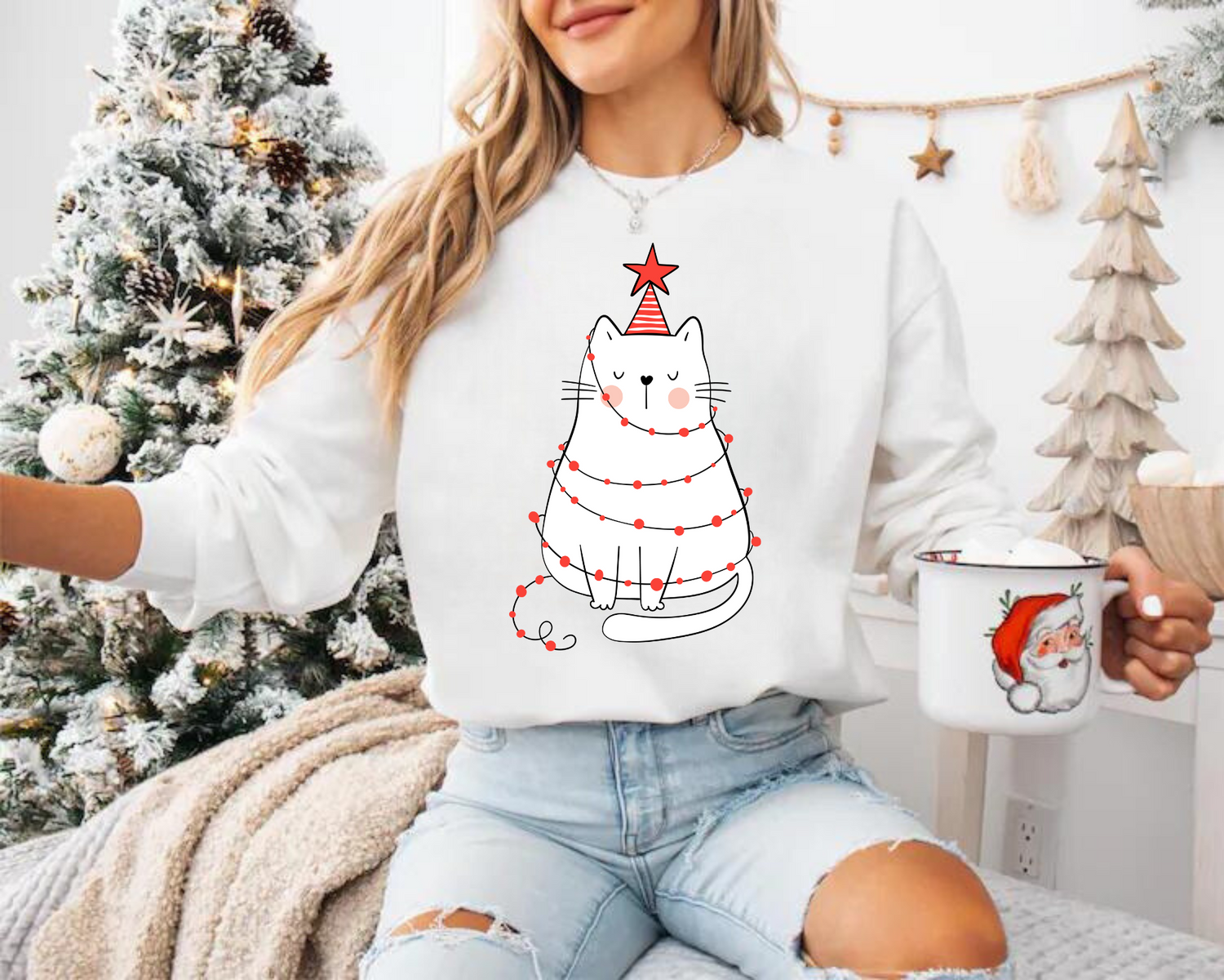 Cat Christmas Sweatshirts Hippo Boutique