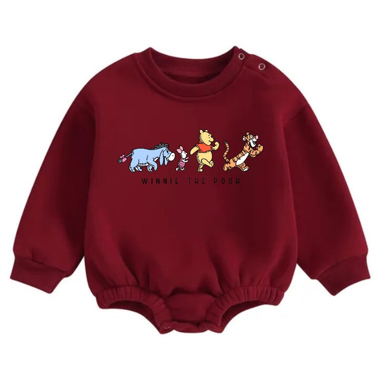 Soft warm fleece Baby pooh Oversized Sweatshirt Romper Hippo Boutique