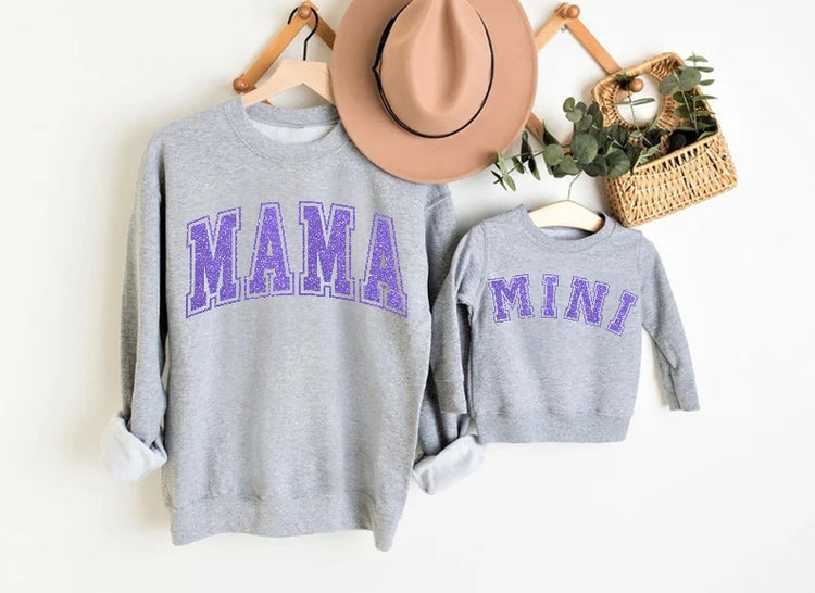 Glitter Mama & Mini Matching Sweatshirts - Grey Hippo Boutique