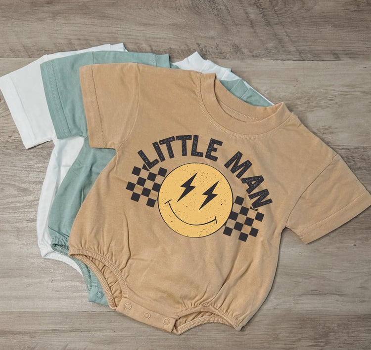 Little Man Baby & toddler Boy t-shirt bubble Romper Hippo Boutique