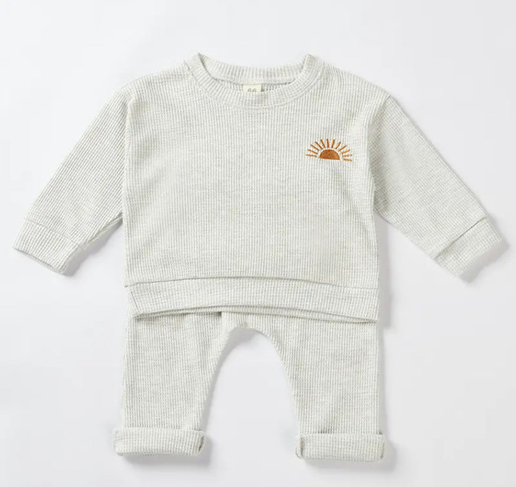Sunshine Waffle Knit Baby & Kids Outfit Hippo Boutique