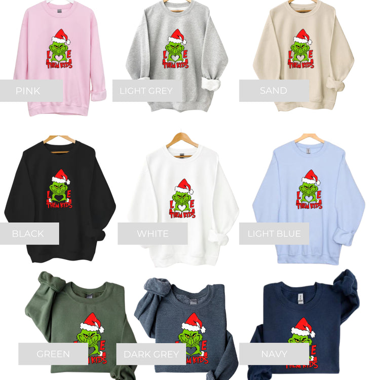 Custom mama Christmas Sweatshirt with children’s name on sleeve Hippo Boutique