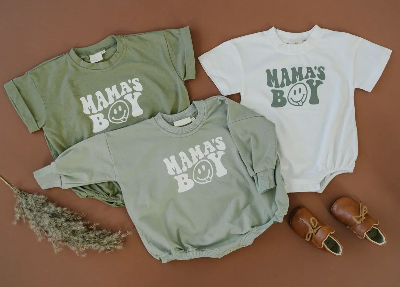 Mama’s Boy French Terry Baby Sweatshirt Romper Hippo Boutique