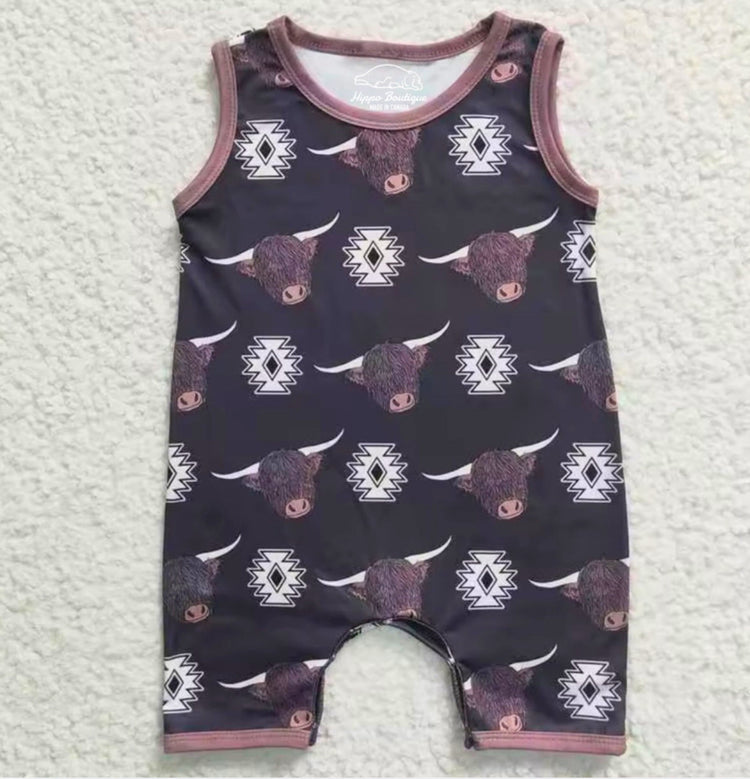 Baby Western Buffalo Sleeveless Cotton Rompers Hippo Boutique