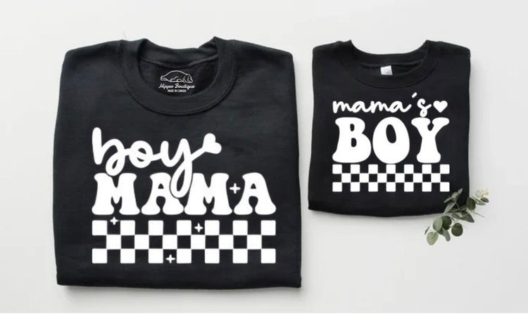 Checkered Boy Mama & Mama’s Boy Matching Sweatshirts Hippo Boutique