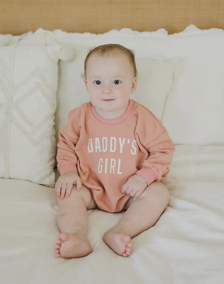 Daddy’s Girl French Terry Baby Girl Sweatshirt Romper Hippo Boutique