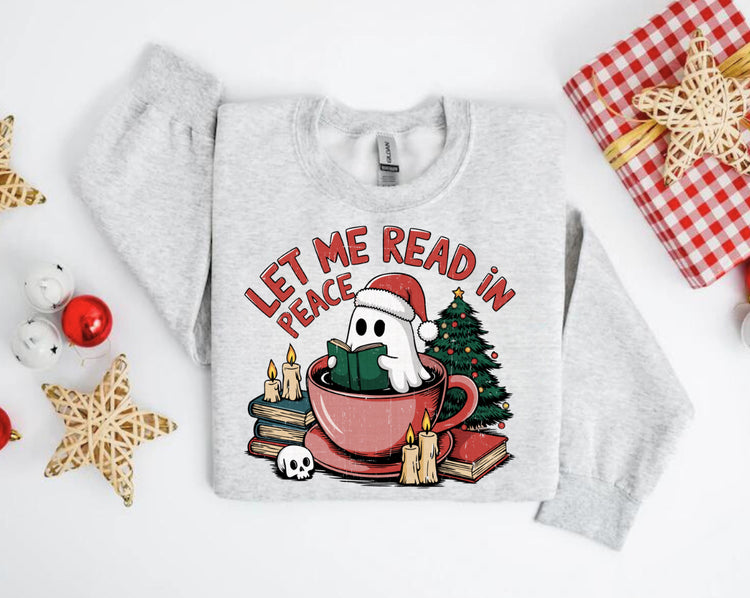 Let me read in peace Ghost Christmas Sweatshirts Hippo Boutique