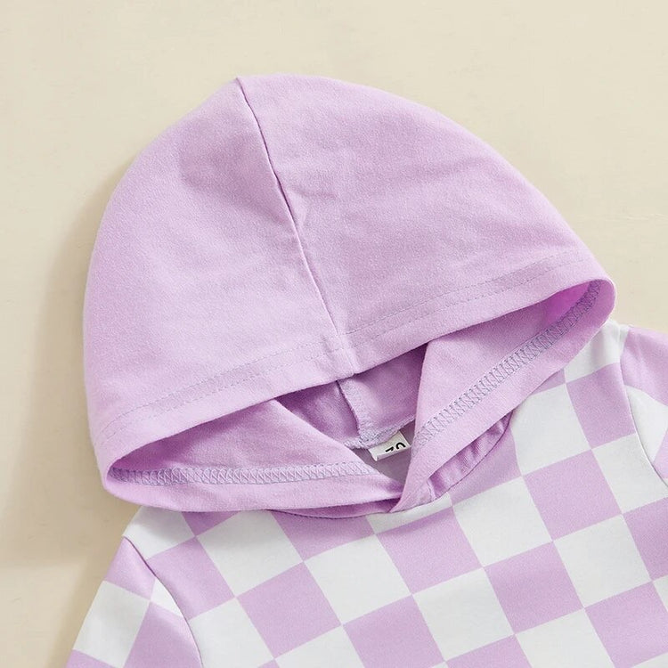 Checkered Baby Hood T-Shirt & Shorts outfit Hippo Boutique