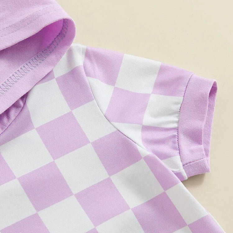 Checkered Baby Hood T-Shirt & Shorts outfit Hippo Boutique