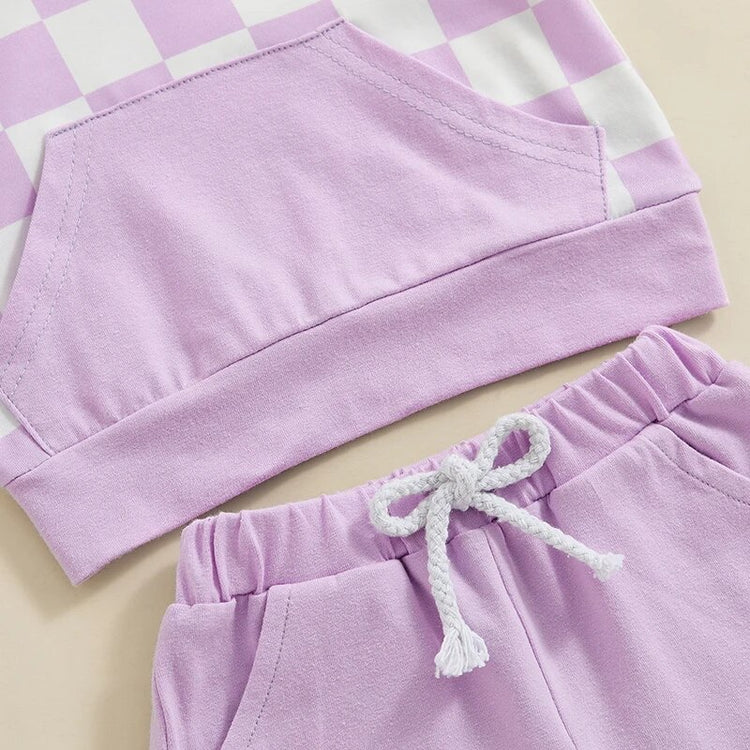 Checkered Baby Hood T-Shirt & Shorts outfit Hippo Boutique