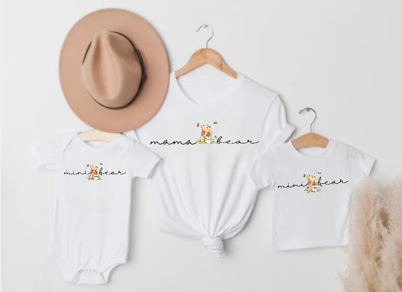 Mama & Mini Bear Matching T-Shirts & Onesie - White Hippo Boutique
